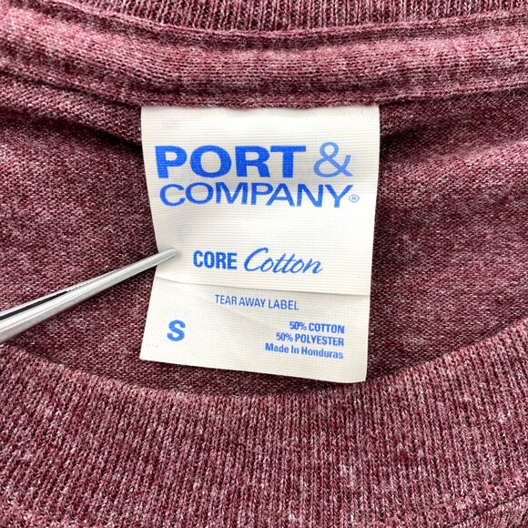 Port Company Simms T-Shirt Men Small Red Core Cotton Fishing Performance Outdoor - Picture 4 of 9